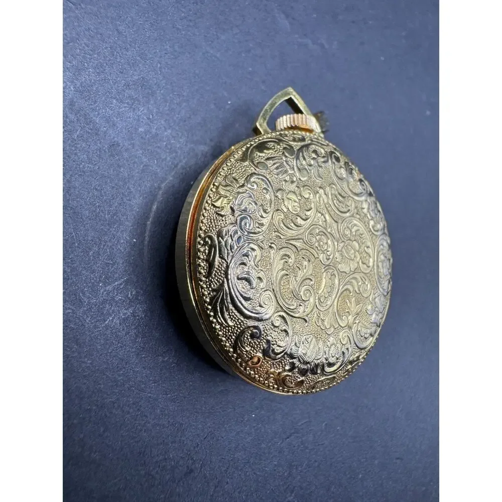 Vintage Endura Pendant Pocket Watch With Black Accent Swiss Made White Dial